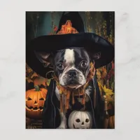 Halloween Boston Terrier Postcard