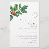 PAPER | Logo Holly Berries Christmas Party Menu