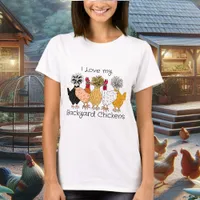 Cute Hand drawn Backyard Chickens | Chicken Mom T-Shirt