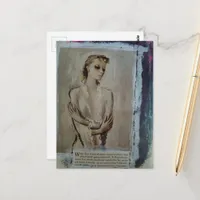 Vintage Lady Portrait Mixed Media Collage Postcard