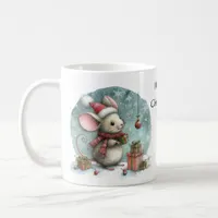 Cute Mouse in Santa Hat with Wrapped Gifts Coffee Mug