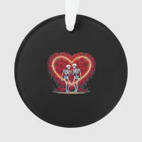 Skeleton Couple Holding Hands Inside A Heart Of Ro Ornament