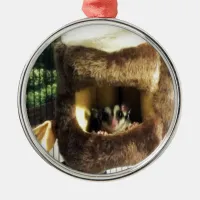 Sugar Glider in Furry Tree Truck Hanging Bed Metal Ornament