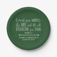 Christian Bible Verse Typography Green Graduation Paper Plates