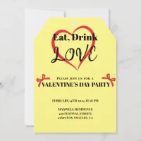 Yellow Color Eat Drink and Love Valentine's Day Invitation