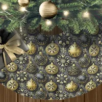 Black Gold Christmas Pattern#20 ID1009 Brushed Polyester Tree Skirt