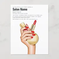 Red and Gold Glam Chic Beauty Salon Opening Invitation Postcard