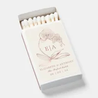 Rose Gold Elegant Botanical Monogram Wedding Matchboxes