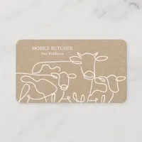 White & Kraft Mobile Butcher Cattle Farmer  Business Card