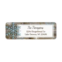 Rustic Wood and Christmas Snowflakes Address Label