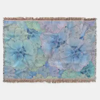 Blue carnations pattern in vintage style throw blanket