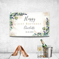 Birthday eucalyptus greenery modern welcome banner