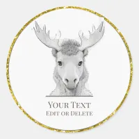 *~* AP49 Sweet Rustic Baby Moose Cute Classic Round Sticker