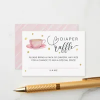 Tea Party Baby Shower Diaper Raffle Enclosure Card