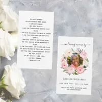 Pink light photo floral wreath funeral prayer card