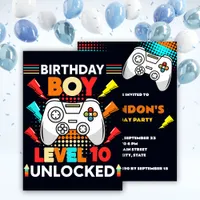 Video Games Controller Level Unlocked Birthday Boy Invitation