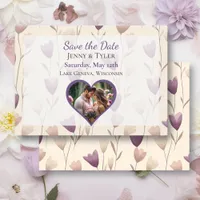 Pretty Wildflower Purple Botanical Wedding  Save The Date