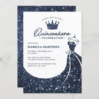 Elegant Dress & Crown Quinceañera Birthday Party Invitation