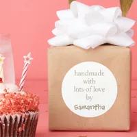 Handmade With Lots of Love by Name Champagne Gold Classic Round Sticker