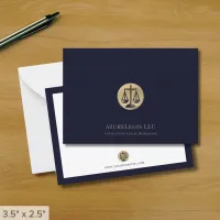 Navy Gold Justice Scale Legal Note Card