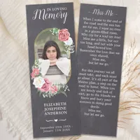 Memorial Prayer Card Elegant Photo Floral Funeral Bookmarks