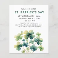 Budget Green Clover Shamrock St Patricks Invite