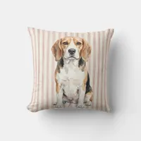 Watercolor Beagle Dog Portrait Decorative Pillow