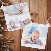 Custom 4 Photo Collage Modern Newborn Baby  Keychain