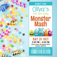 Monster Mash Kid's Birthday Party Ticket Style Invitation