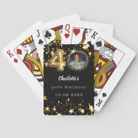 40th birthday black gold stars photo poker cards