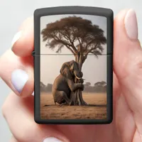 Elephant's Playful Greeting to the Tree Zippo Lighter