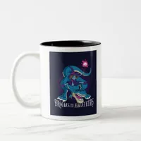 Brooms are for Amateurs, T-rex Riding Witch Two-Tone Coffee Mug