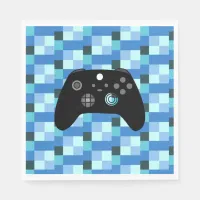 Gamer Boy Blue Pixels Birthday  Napkins