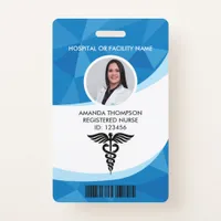 Blue Geometric Registered Nurse Photo ID Badge