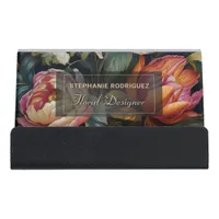 Luxurious Dutch Floral Painting Floral Design  Desk Business Card Holder