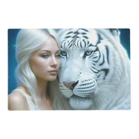 Mystical White Tiger and Woman Magical  Placemat