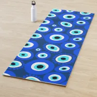 Evil Eye Abstract Blue White Pattern Yoga Mat