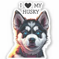 I Love My Husky  Sticker