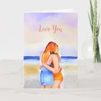 Happy Anniversary | Two Woman Hugging at Beach  Card