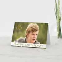 16th birthday for a boy with your portrait photo card