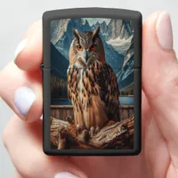 The Eurasian Eagle Owl Mountain River View Zippo Lighter