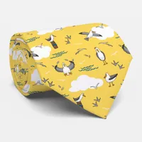 Seagull Sea Birds Beach Mustard Yellow Wedding Neck Tie