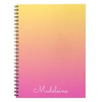 Girly Pastel Yellow and Pink Gradient Notebook