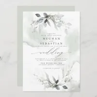 ALL in One  Wedding Watercolor Greenery Invitation