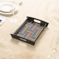 Serving Tray - Woven Rainbow Colored Ribbons