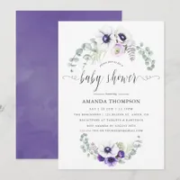 Dusty Violet Floral Baby Shower Invitation