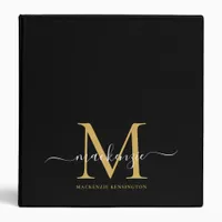 Luxury Black and Gold Monogram 3 Ring Binder