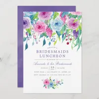Ultra Violet Watercolor Floral Bridesmaid Luncheon Invitation
