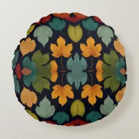 Cute multi colored Leaf's Round Pillow