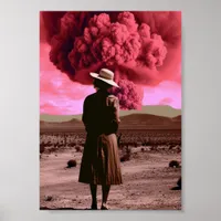 Pink bomb smoke vintage dystopia poster
